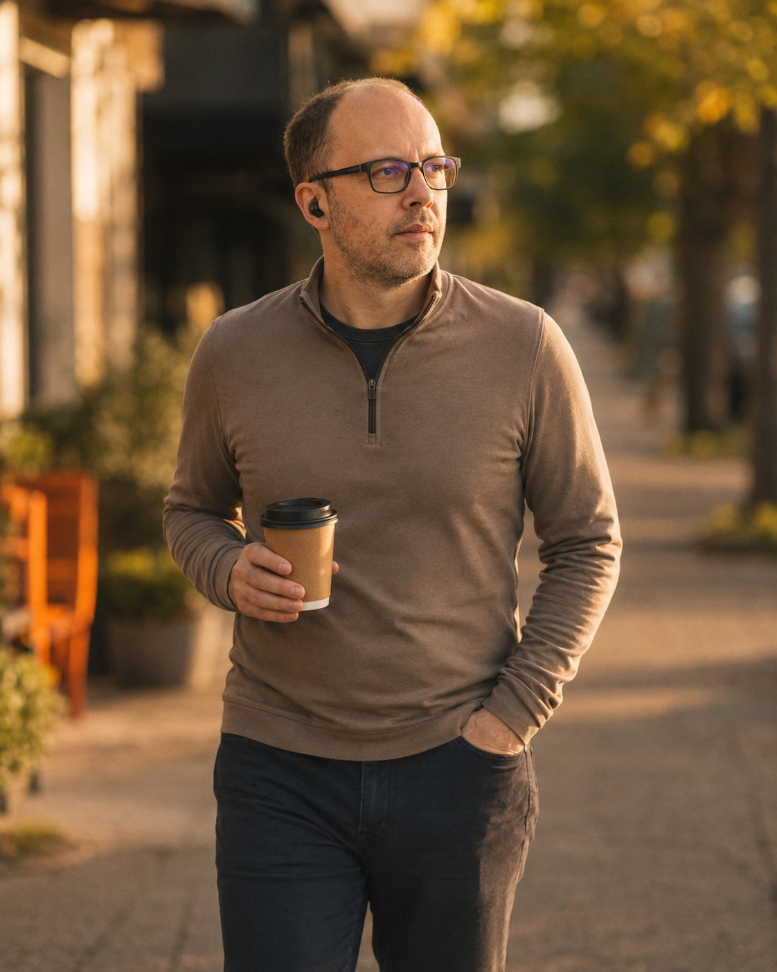 On a coffee walk — no course, no calendar block.